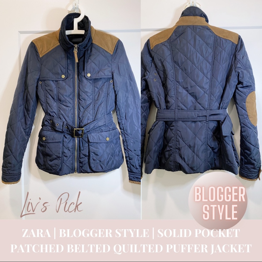 ZARA | BLOGGER FAVORITE POCKET PATCHED BELTED QUILTED PUFFER JACKET | SIZE M